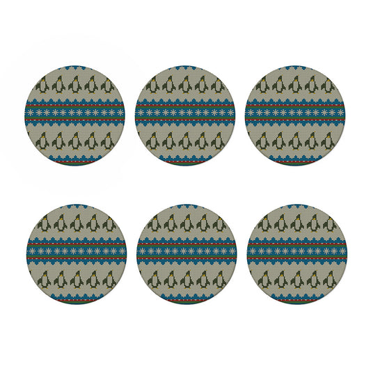 Xmas Penguin Pattern Print Coaster Set