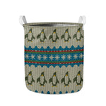 Xmas Penguin Pattern Print Collapsible Laundry Basket