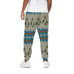 Xmas Penguin Pattern Print Cotton Pants