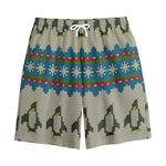 Xmas Penguin Pattern Print Cotton Shorts