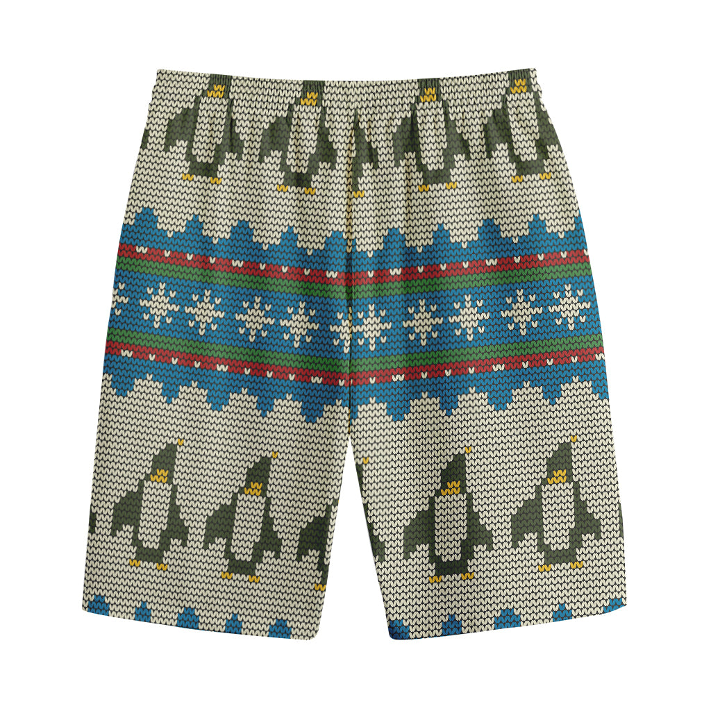 Xmas Penguin Pattern Print Cotton Shorts