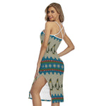 Xmas Penguin Pattern Print Cross Back Cami Dress