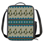 Xmas Penguin Pattern Print Crossbody Lunch Bag