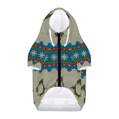Xmas Penguin Pattern Print Dog Zip Up Hoodie