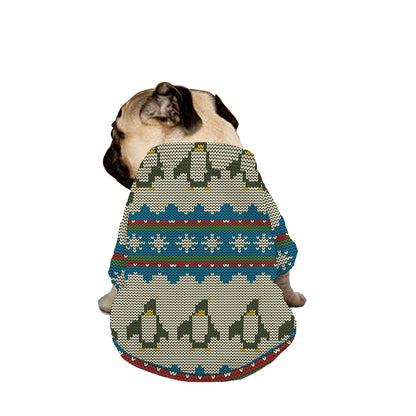 Xmas Penguin Pattern Print Dog Zip Up Jacket
