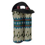 Xmas Penguin Pattern Print Double Neoprene Wine Tote
