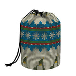 Xmas Penguin Pattern Print Drawstring Makeup Bag