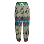 Xmas Penguin Pattern Print Fleece Lined Knit Pants