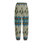 Xmas Penguin Pattern Print Fleece Lined Knit Pants