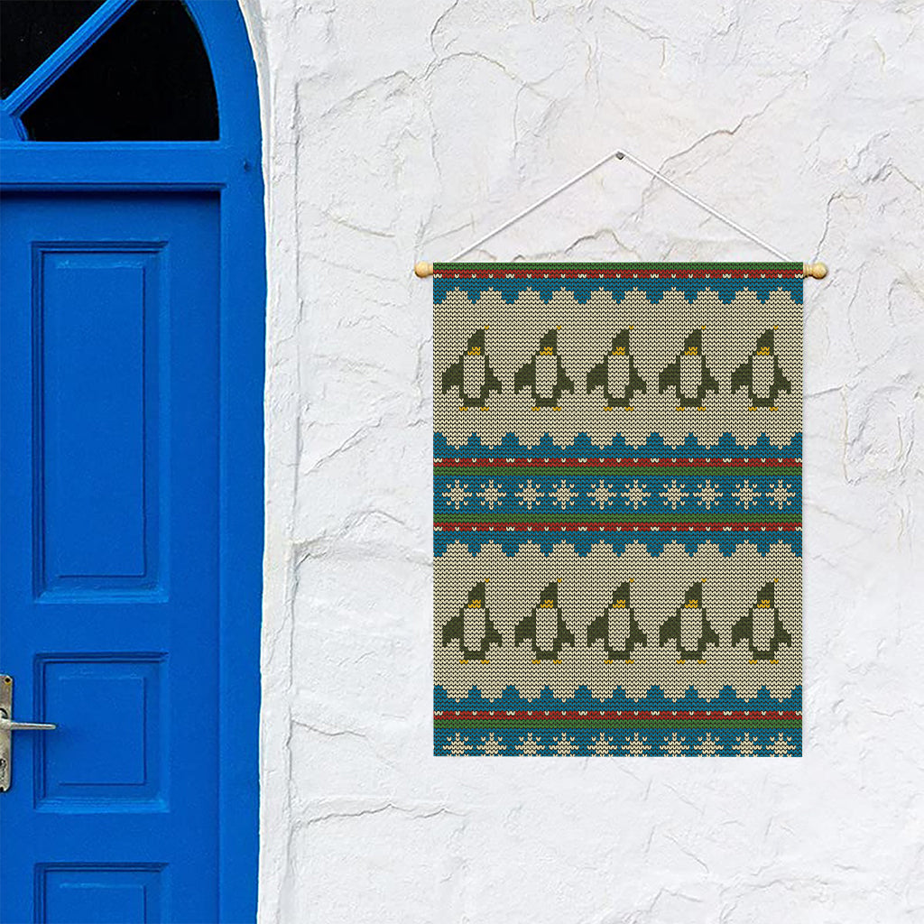 Xmas Penguin Pattern Print Garden Flag