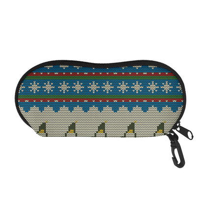 Xmas Penguin Pattern Print Glasses Case