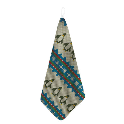 Xmas Penguin Pattern Print Hand Towel