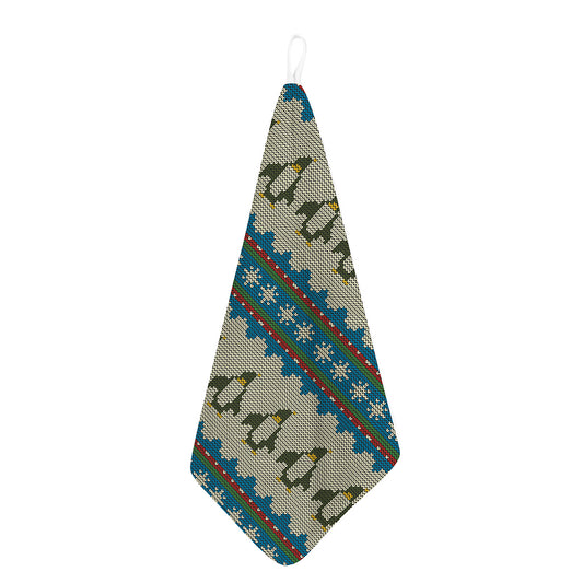 Xmas Penguin Pattern Print Hand Towel