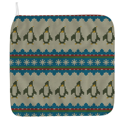 Xmas Penguin Pattern Print Hand Towel