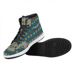 Xmas Penguin Pattern Print High Top Leather Sneakers