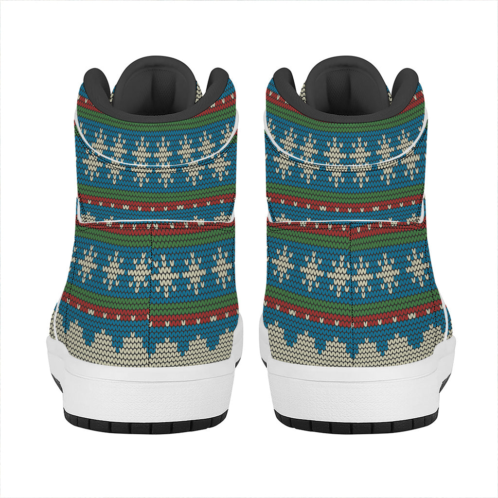 Xmas Penguin Pattern Print High Top Leather Sneakers