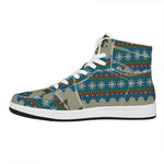 Xmas Penguin Pattern Print High Top Leather Sneakers