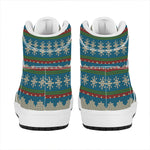 Xmas Penguin Pattern Print High Top Leather Sneakers