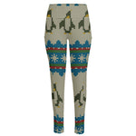Xmas Penguin Pattern Print High-Waisted Pocket Leggings