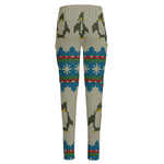 Xmas Penguin Pattern Print High-Waisted Pocket Leggings