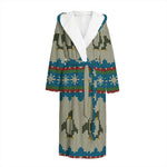 Xmas Penguin Pattern Print Hooded Bathrobe