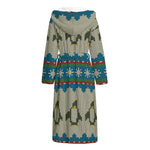 Xmas Penguin Pattern Print Hooded Bathrobe