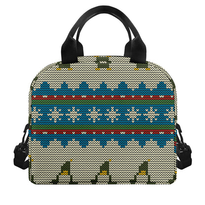 Xmas Penguin Pattern Print Insulated Lunch Bag