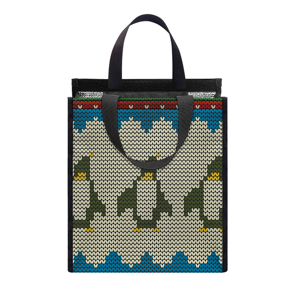 Xmas Penguin Pattern Print Insulated Lunch Tote