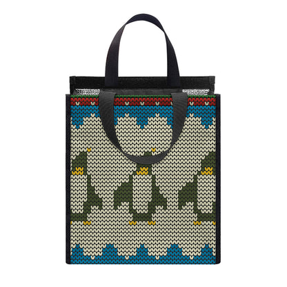 Xmas Penguin Pattern Print Insulated Lunch Tote