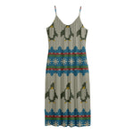 Xmas Penguin Pattern Print Jersey Midi Cami Dress