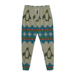 Xmas Penguin Pattern Print Jogger Pants