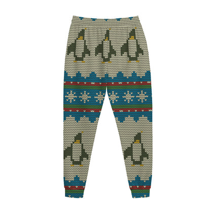 Xmas Penguin Pattern Print Jogger Pants