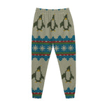 Xmas Penguin Pattern Print Jogger Pants