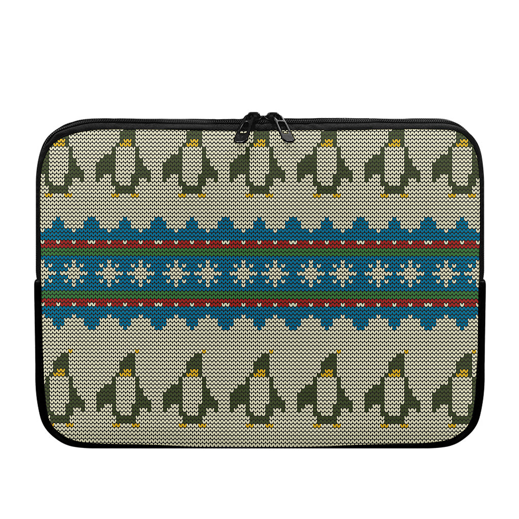 Xmas Penguin Pattern Print Laptop Sleeve