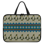 Xmas Penguin Pattern Print Laptop Sleeve With Handle