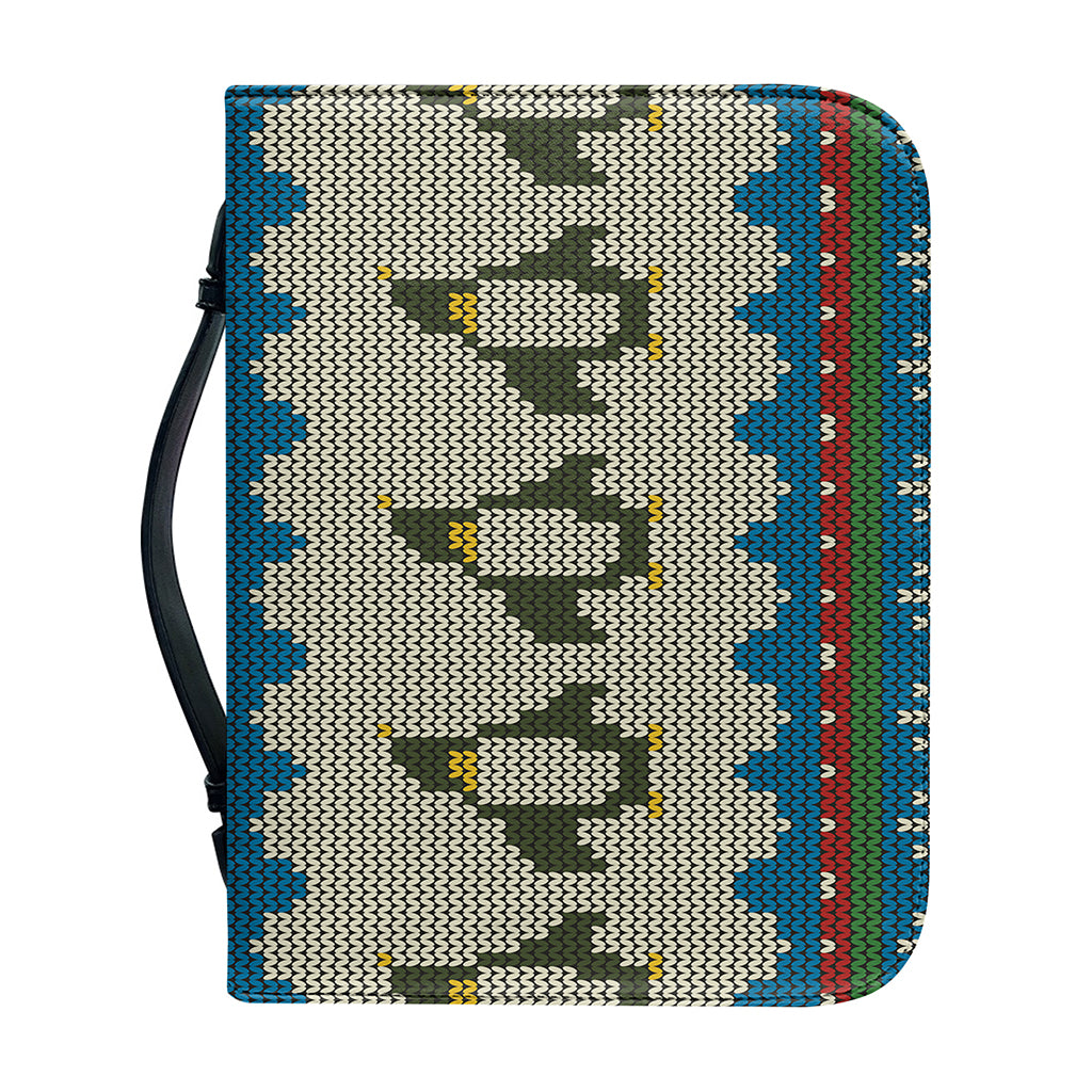 Xmas Penguin Pattern Print Leather Bible Cover