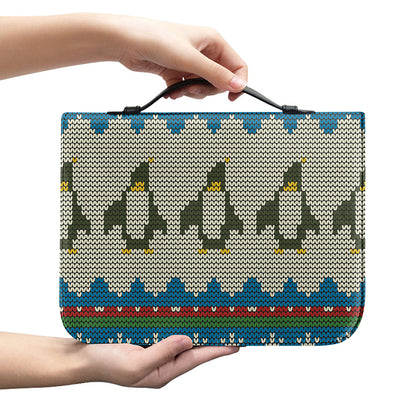 Xmas Penguin Pattern Print Leather Bible Cover