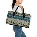 Xmas Penguin Pattern Print Leather Duffle Bag