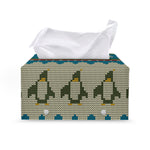 Xmas Penguin Pattern Print Leather Tissue Box Cover