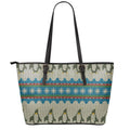 Xmas Penguin Pattern Print Leather Tote Bag With Zipper