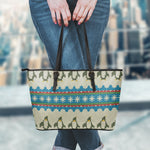 Xmas Penguin Pattern Print Leather Tote Bag