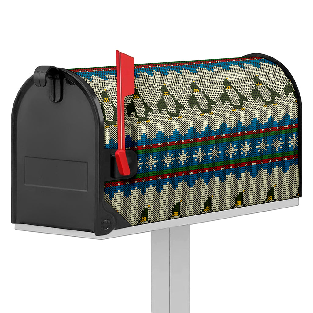 Xmas Penguin Pattern Print Mailbox Cover