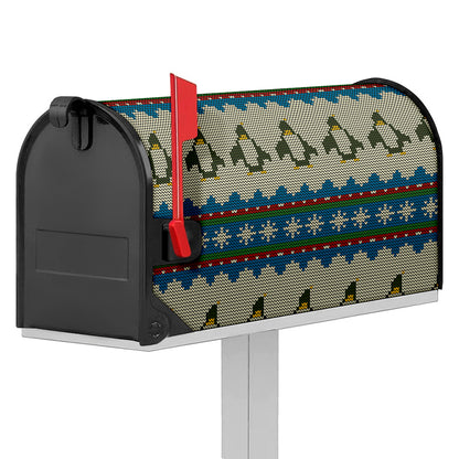 Xmas Penguin Pattern Print Mailbox Cover