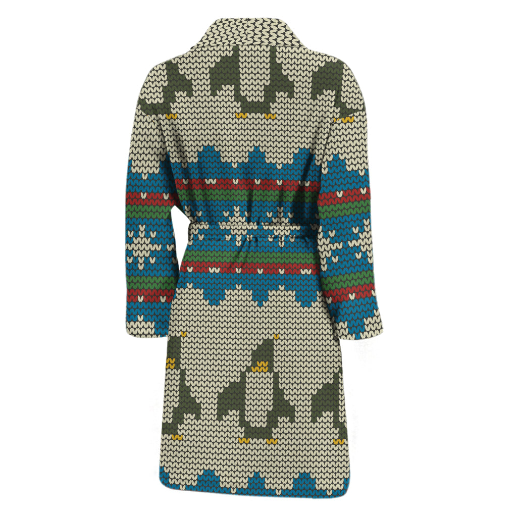 Xmas Penguin Pattern Print Men's Bathrobe