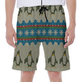 Xmas Penguin Pattern Print Men's Beach Shorts