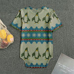 Xmas Penguin Pattern Print Men's Bodysuit