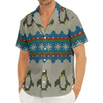 Xmas Penguin Pattern Print Men's Deep V-Neck Shirt