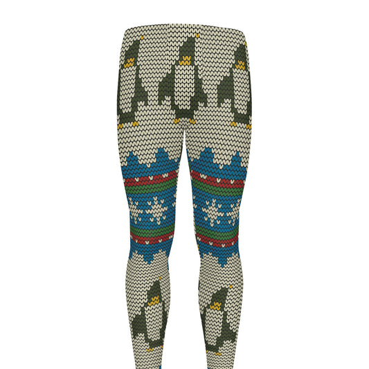 Xmas Penguin Pattern Print Men's leggings