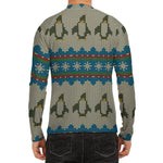 Xmas Penguin Pattern Print Men's Long Sleeve Rash Guard