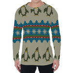 Xmas Penguin Pattern Print Men's Long Sleeve T-Shirt